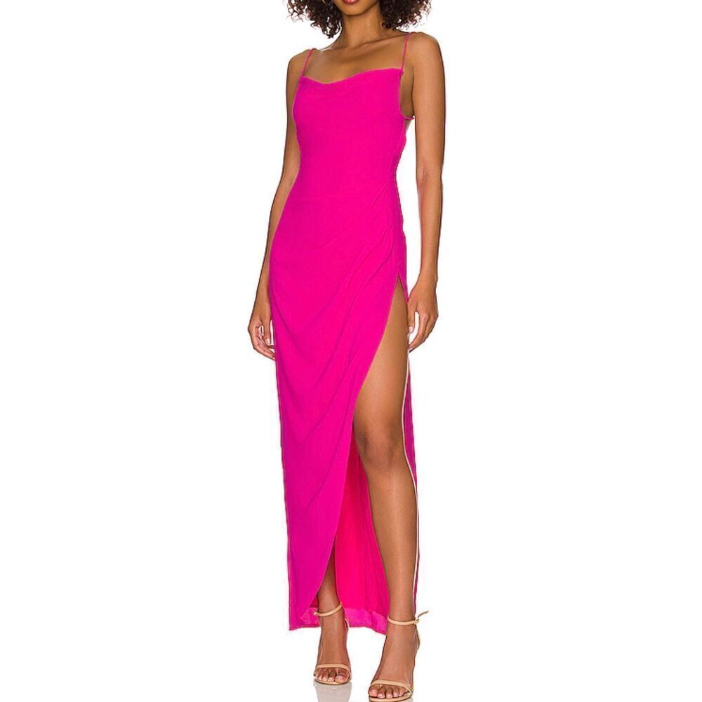 NWOT MORE TO COME Catalina Wrap Hot Pink Maxi Dress Women's Small